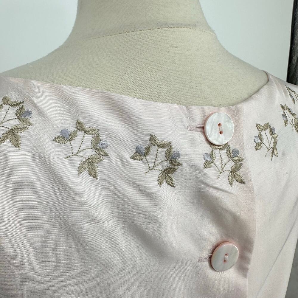 Vintage Daved Warren Womens 10 Skirt Vest Silk Suit Pastel Pink Embroidered - Picture 10 of 16